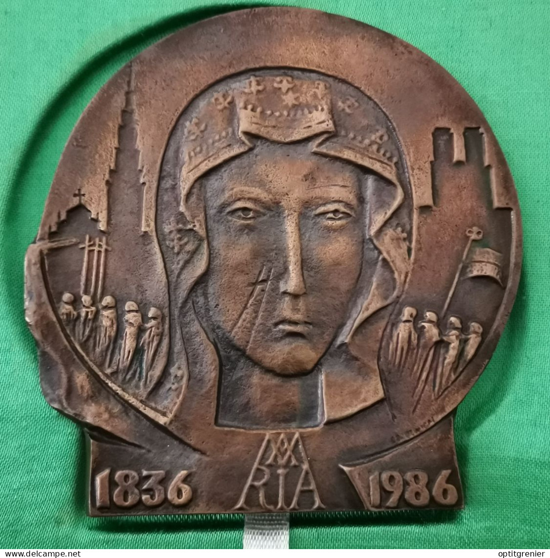 MEDAILLE 97*102mm 150 ANS MISSION CATHOLIQUE POLONAISE EN FRANCE / POLOGNE / 400g - Andere & Zonder Classificatie