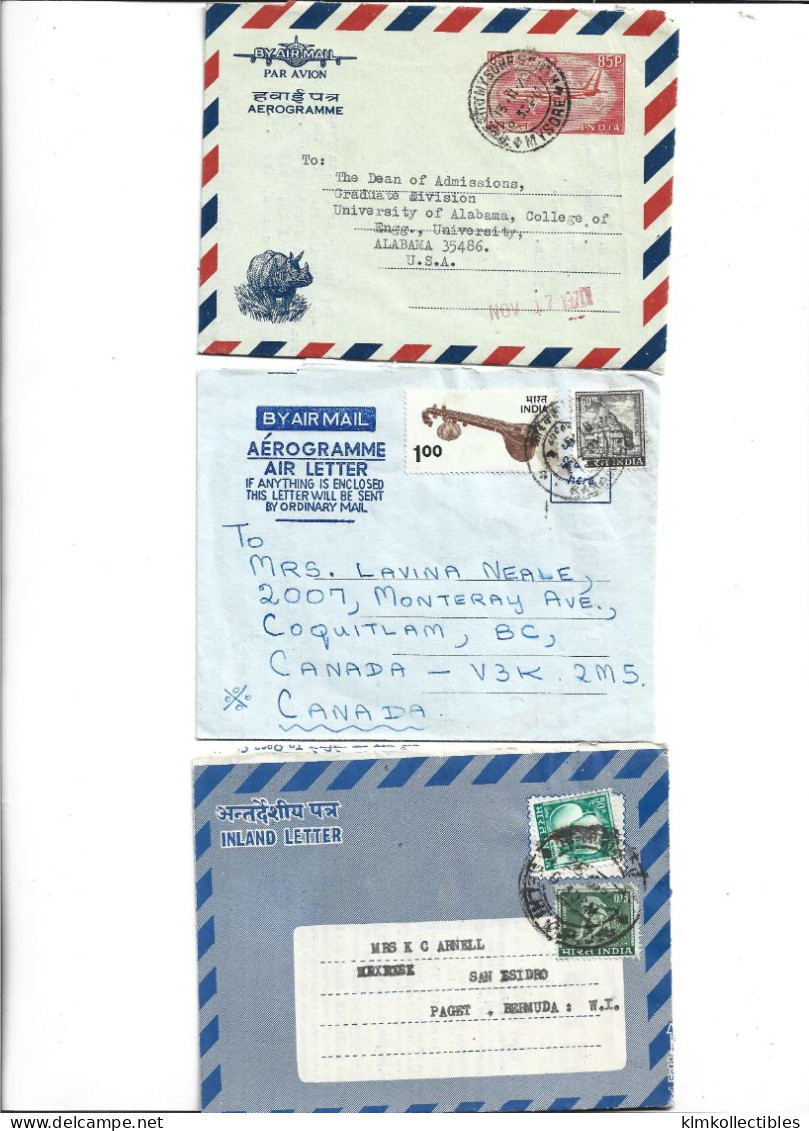 INDIA - LOT OF 3 AEROGRAMME AIRMAIL - Airmail