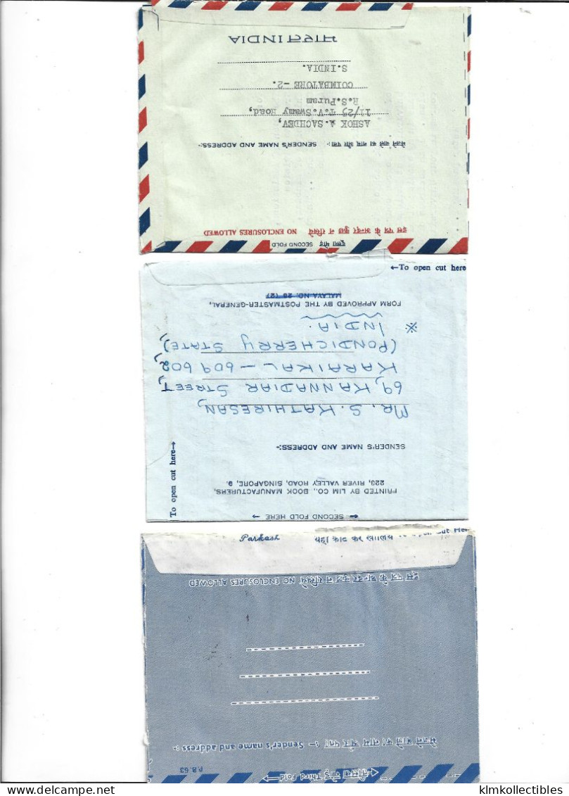 INDIA - LOT OF 3 AEROGRAMME AIRMAIL - Airmail