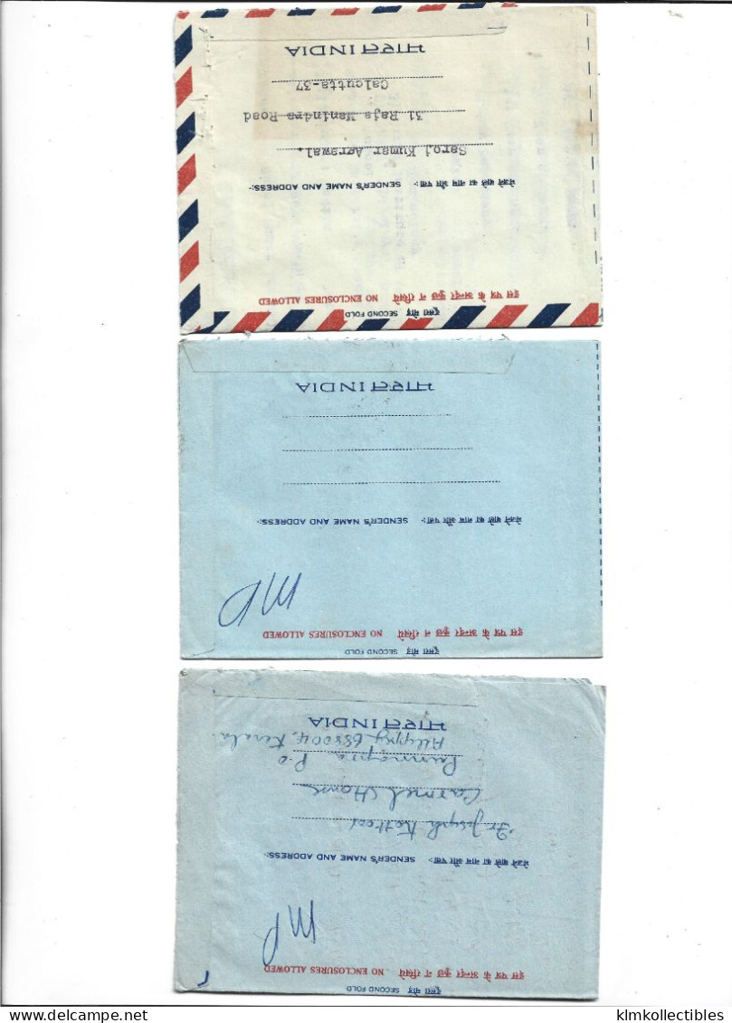 INDIA - LOT OF 3 AEROGRAMME AIRMAIL - FAUNA TIGER - Corréo Aéreo