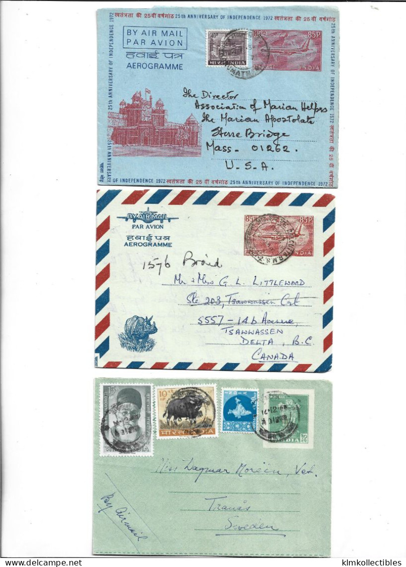 INDIA - LOT OF 5 AEROGRAMME AIRMAIL - FAUNA - Airmail