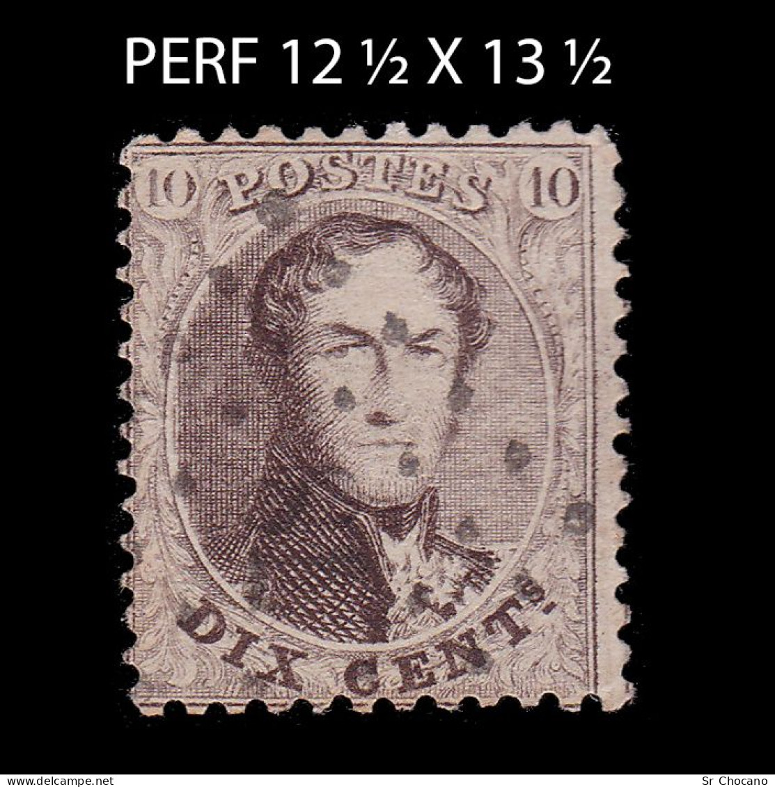 BELGIUM.1863.K.Leopold I.10c.YVERT 14c.USED.P.12 ½ X 13 ½ - 1863-1864 Médaillons (13/16)