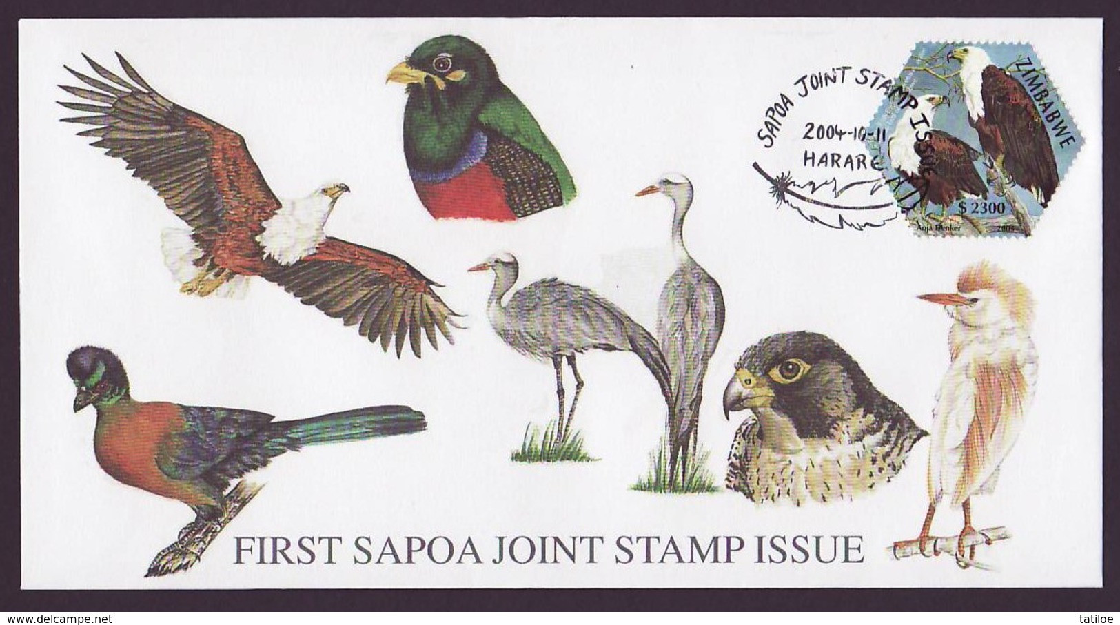 Zimbabwe 2004 SAPOA Birds FDC / First Day Cover / Ersttagsbrief (Simbabwe) - Zimbabwe (1980-...)