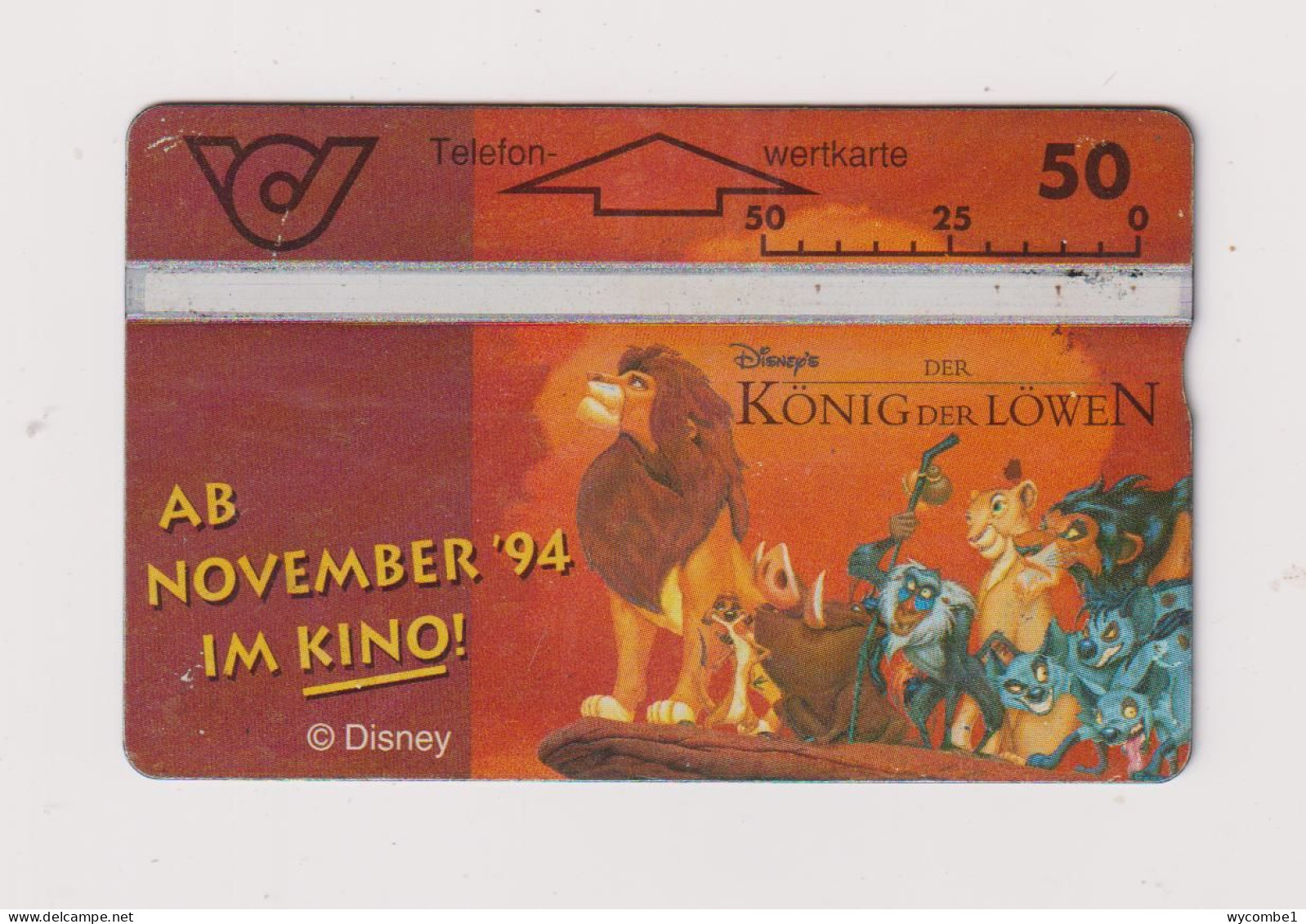AUSTRIA -  Disney The Lion King Optical Phonecard - Autriche