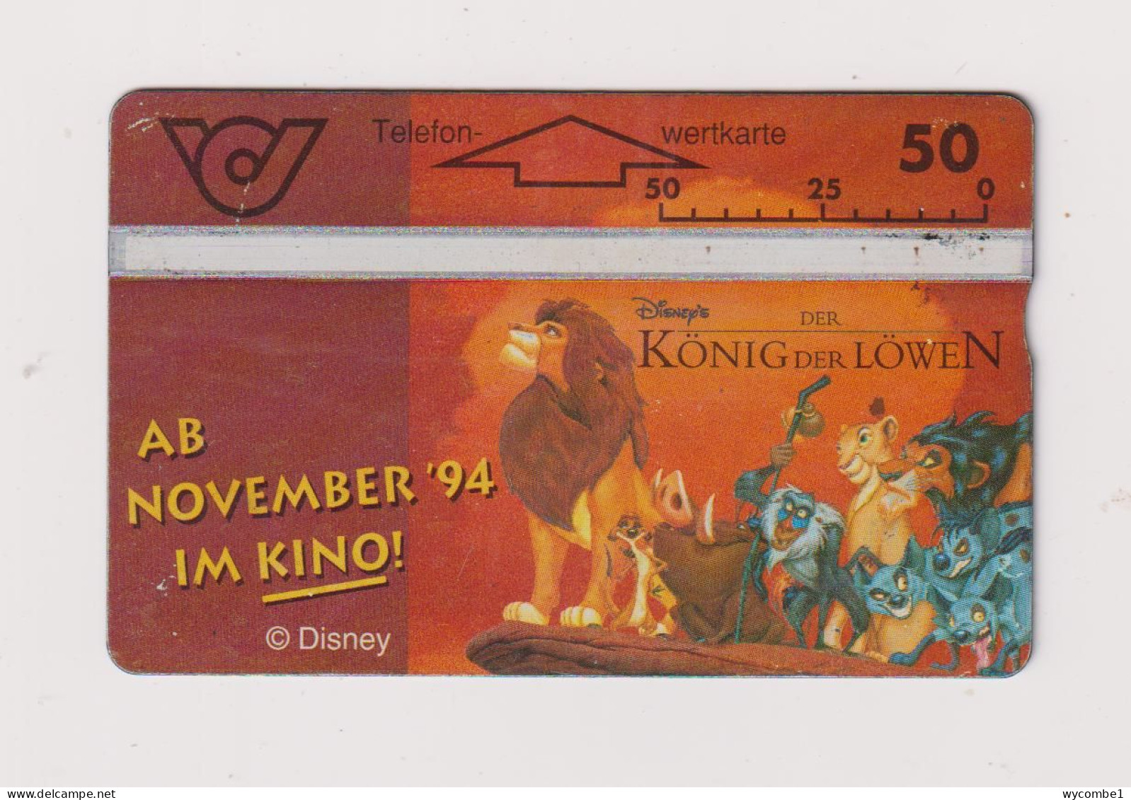 AUSTRIA -  Disney The Lion King Optical Phonecard - Austria