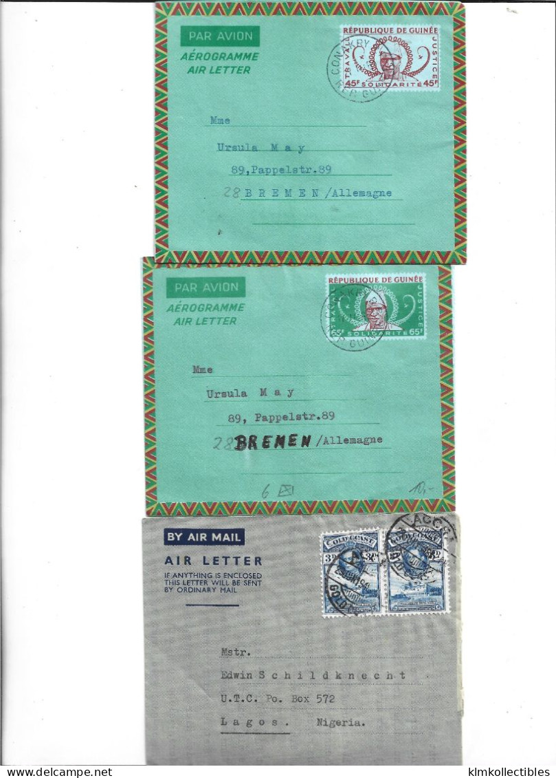 LOT OF 9  AEROGRAMME AIR LETTER AIRMAIL - GUINEE GUINEA GOLD COAST SOUTH AFRICA NEPAL PAKISTAN THAILAND - Sonstige (Luft)