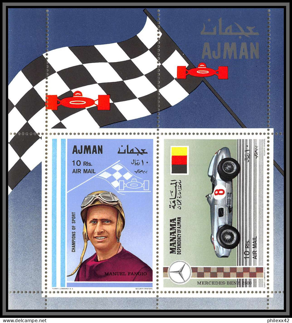 Ajman - 4550 N°369/373 A deluxe miniature sheet Motor racing Voiture Cars fangio mercedes benz neuf ** MNH 1969 COMPLET