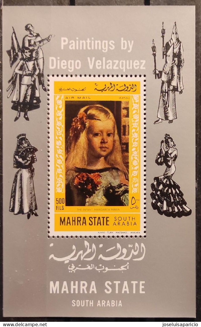 ADEN-MAHRA STATE-SOUTH ARABIA- OBRAS DE  DIEGO VELASQUEZ HOJA DENTADA MNH** - Otros & Sin Clasificación