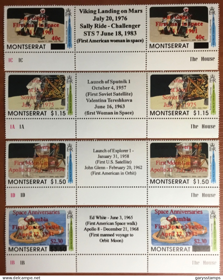 Montserrat 1994 Space Anniversaries Commemorative Gutter Pairs MNH - Montserrat