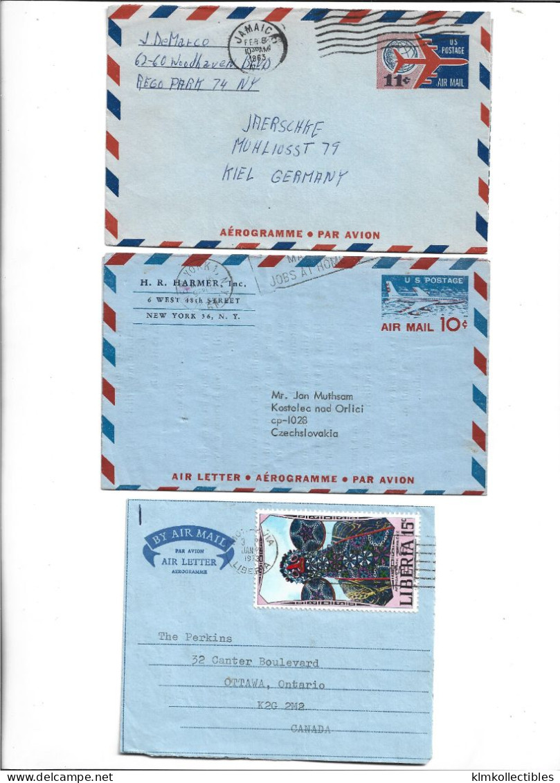 LOT OF 9  AEROGRAMME AIR LETTER AIRMAIL - GUINEE GUINEA ETHIOPIA USA LIBERIA GIBRALTAR AUSTRALIA UK - Sonstige (Luft)