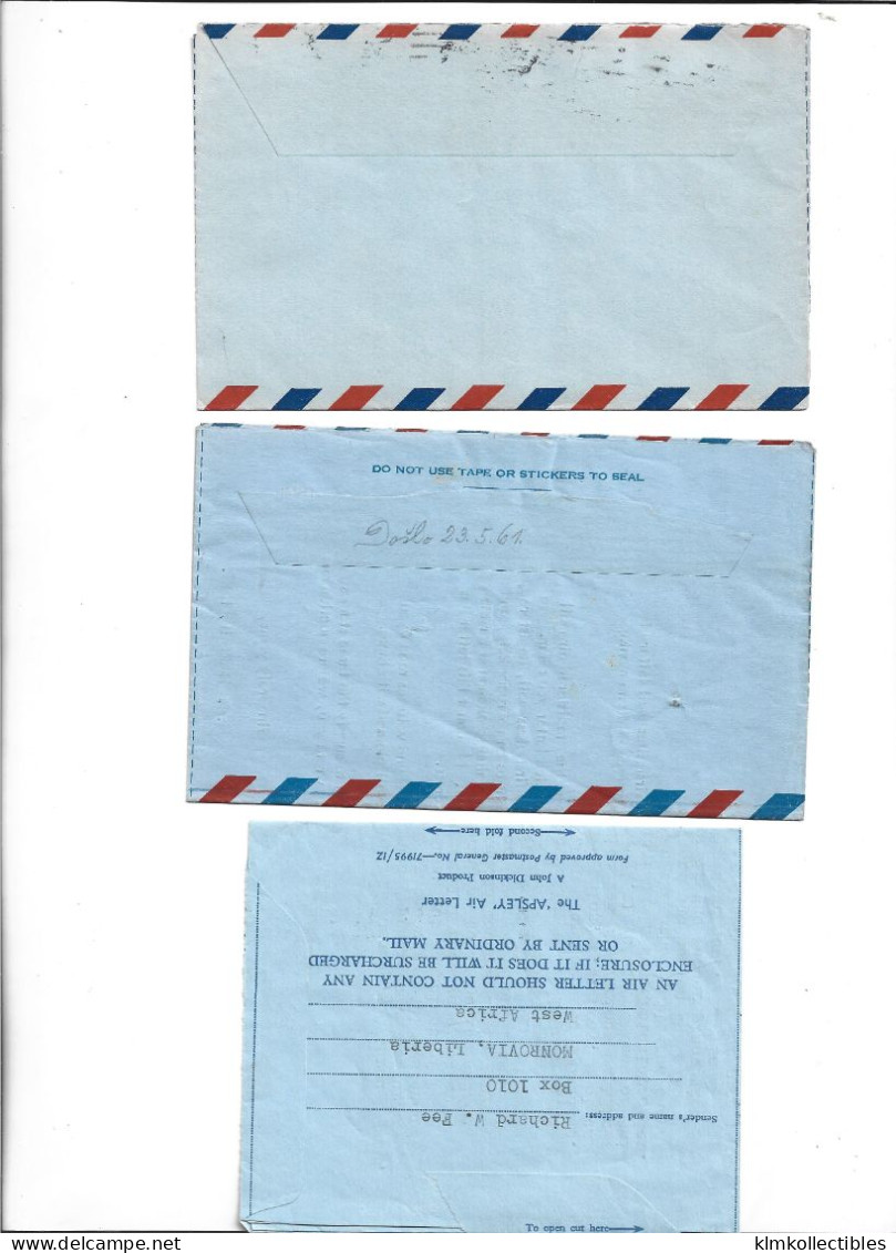 LOT OF 9  AEROGRAMME AIR LETTER AIRMAIL - GUINEE GUINEA ETHIOPIA USA LIBERIA GIBRALTAR AUSTRALIA UK - Sonstige (Luft)