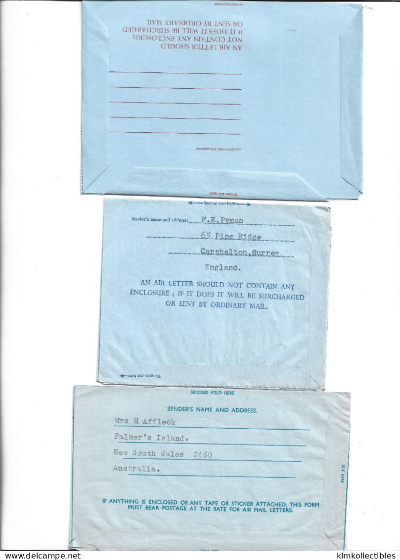 LOT OF 9  AEROGRAMME AIR LETTER AIRMAIL - GUINEE GUINEA ETHIOPIA USA LIBERIA GIBRALTAR AUSTRALIA UK - Andere (Lucht)