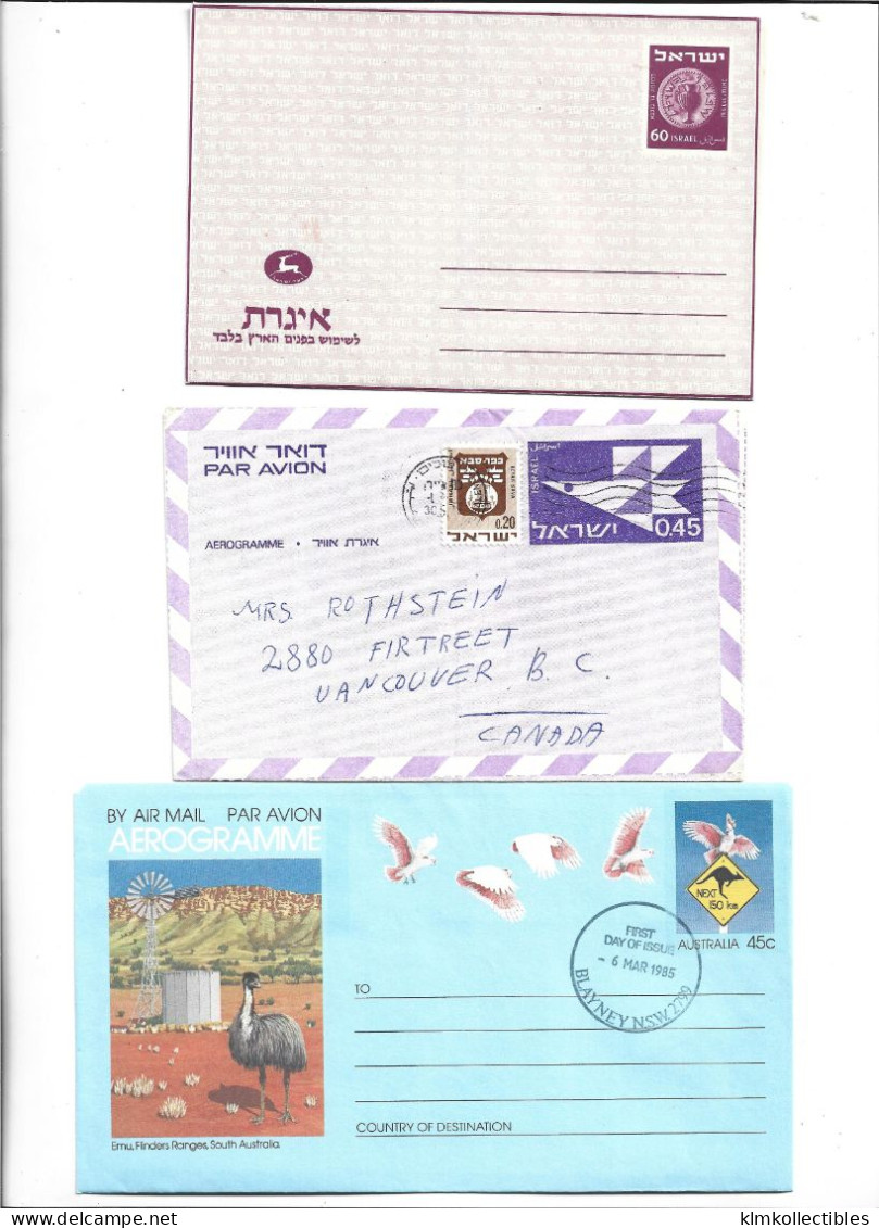 LOT OF 9  AEROGRAMME AIR LETTER AIRMAIL - GUINEE GUINEA ISRAEL AUSTRALIA NIGERIA GHANA SOUTHERN RHODESIA ZIMBABWE - Altri (Aria)