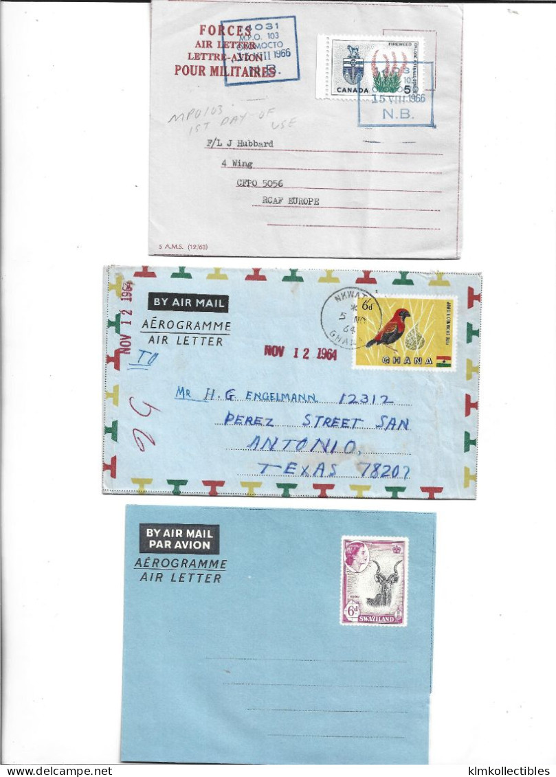 LOT OF 9  AEROGRAMME AIR LETTER AIRMAIL - CANADA GHANA SWAZILAND BERMUDA UK FIELD POST OFFICE AUSTRALIA BRUNEI - Altri (Aria)