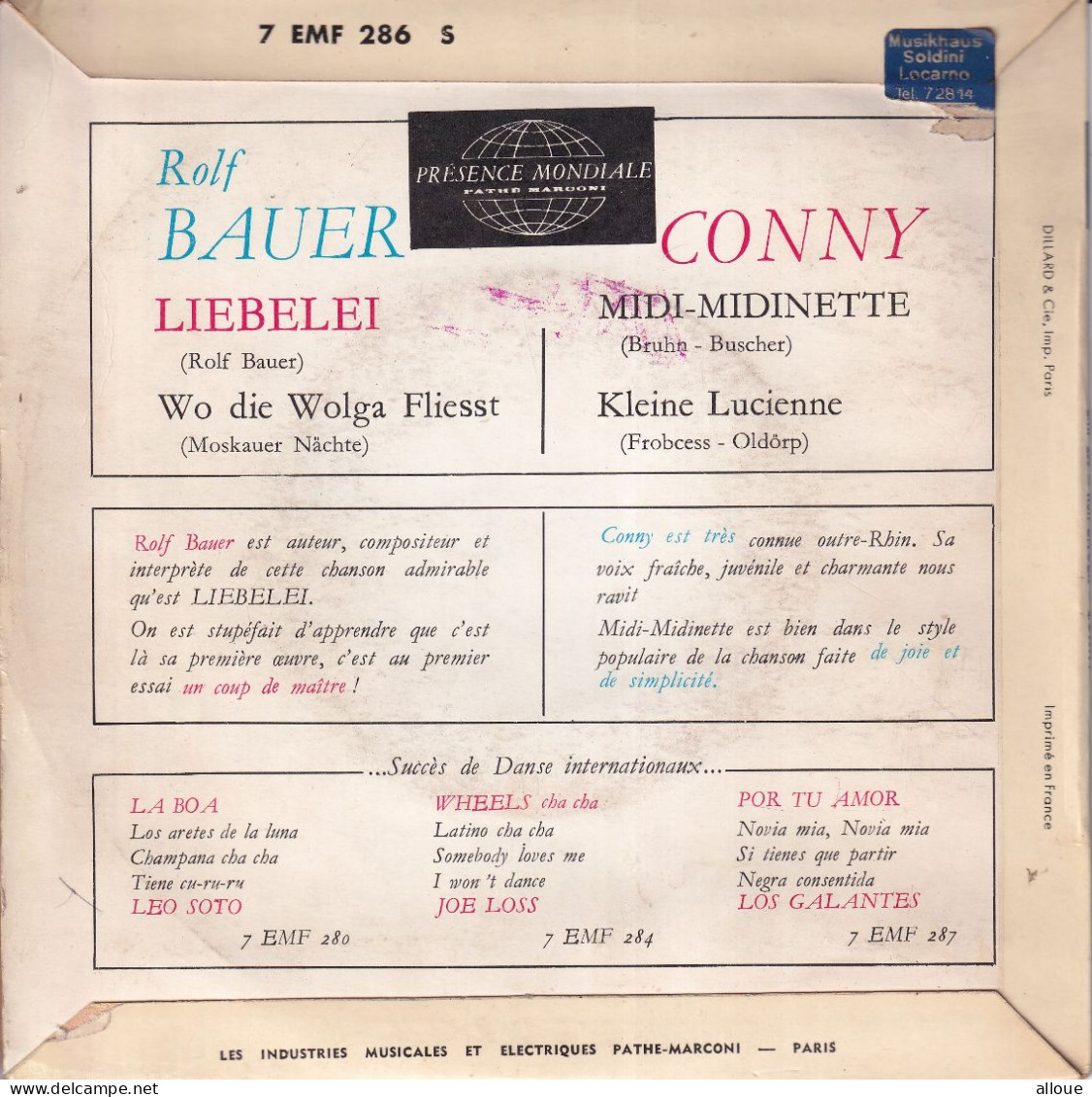 ROLF BAUER - CONNY - FR EP - LIEBELEI+ MIDI-MIDINETTE + 2 - Autres - Musique Allemande