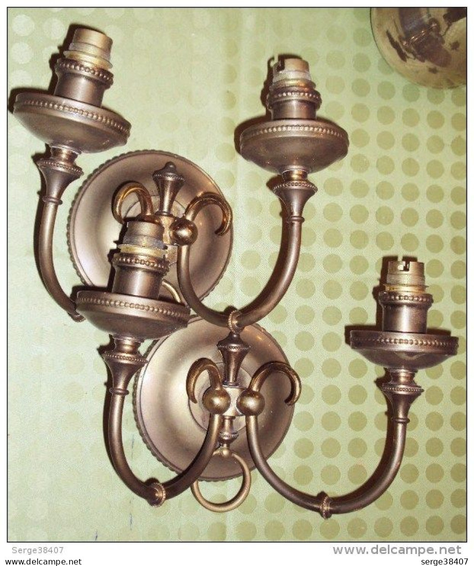 Ancienne Paire D'appliques Murales - Cuivre Et Laiton # 3-16/29 - Luminaires & Lustres