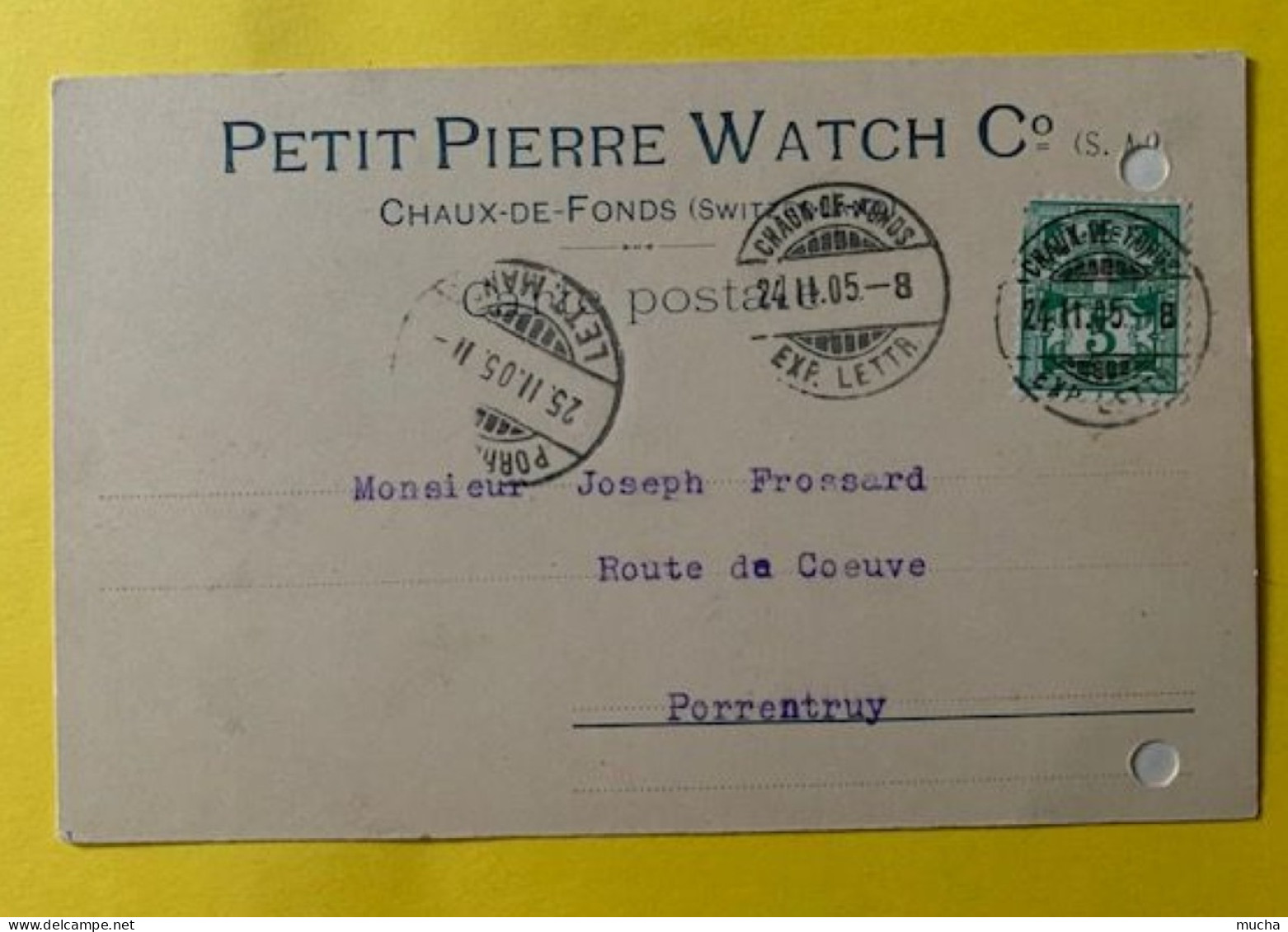 70061 - Suisse Carte Petit Pierre Watch La Chaux-de-Fonds 24.02.1905 - Horloges