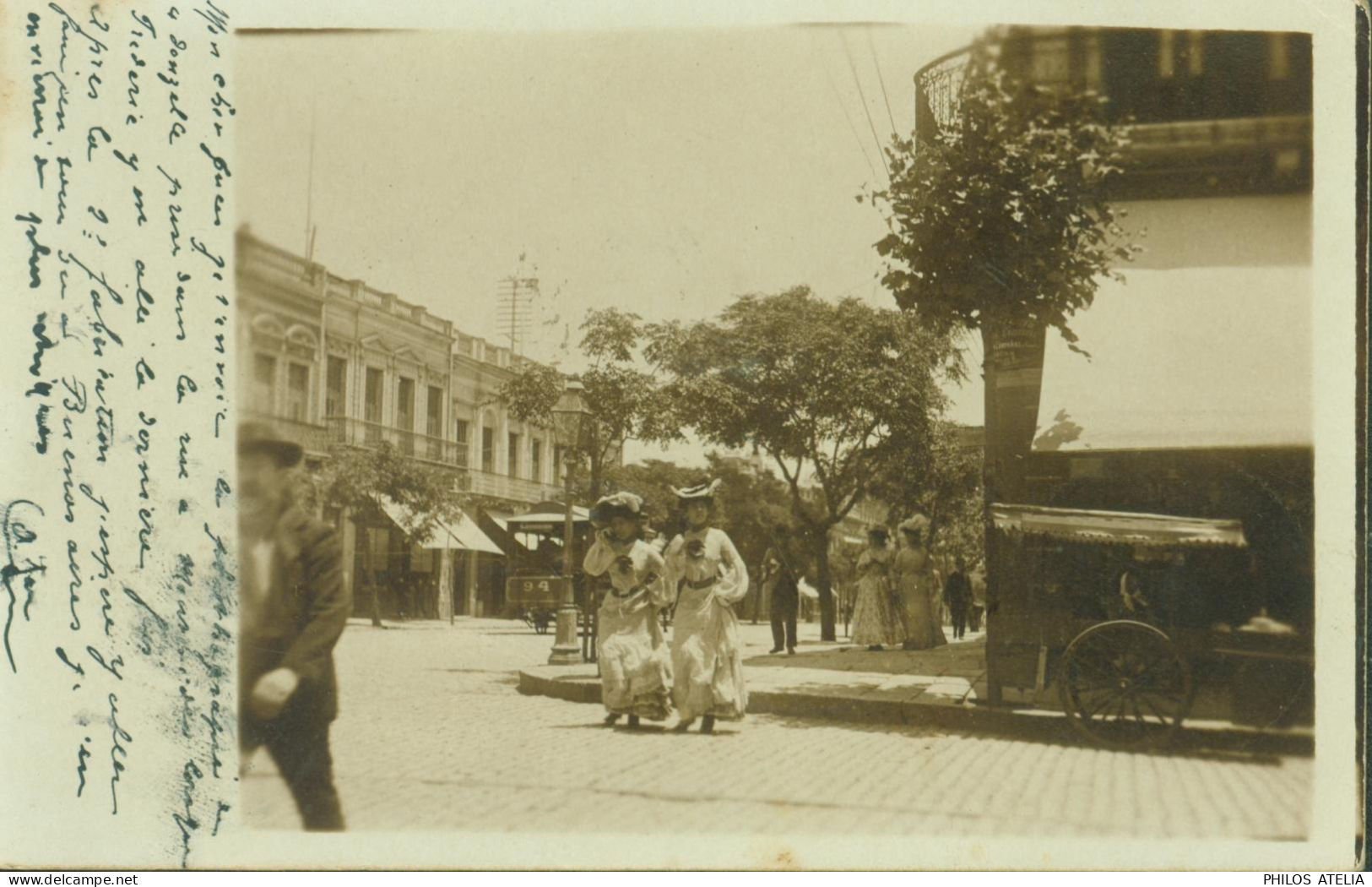 CPA CP Carte Photo Uruguay Jeunes Femmes élégantes Monté Video CAD Estafeta Ambte Uruguay 21 ENER 1903 - Uruguay