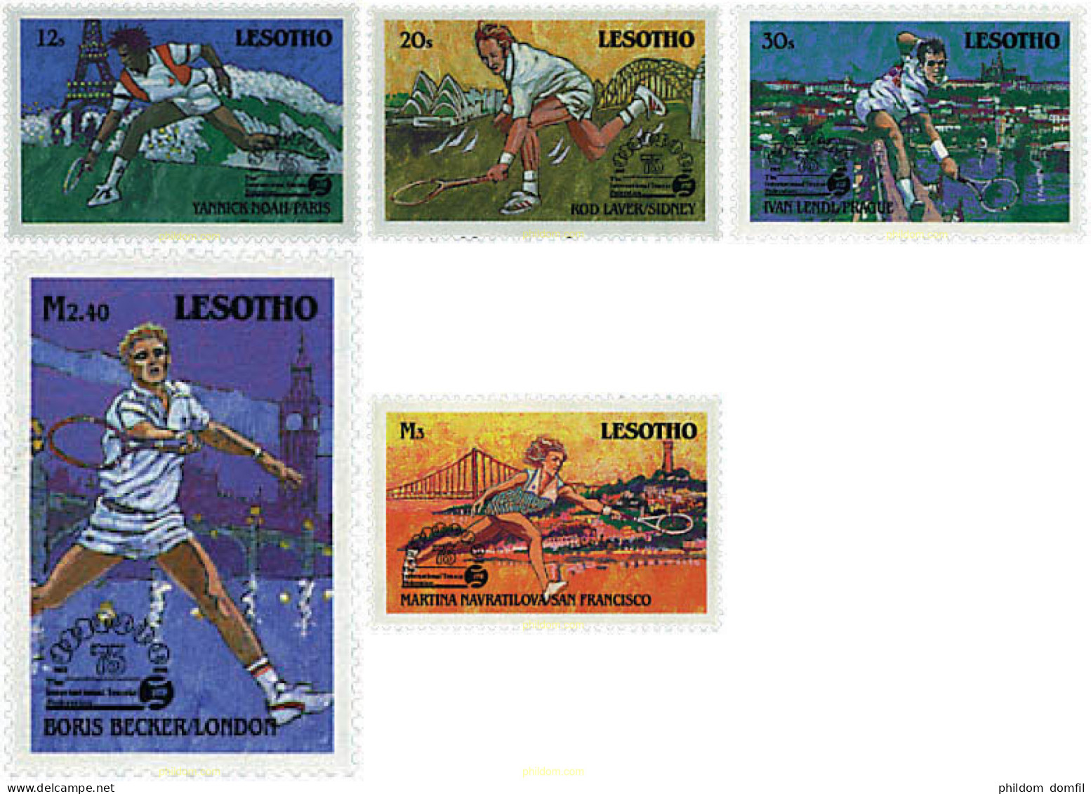 218087 HINGED LESOTHO 1988 75 ANIVERSARIO DE LA FEDERACION INTERNACIONAL DE TENIS - Lesotho (1966-...)