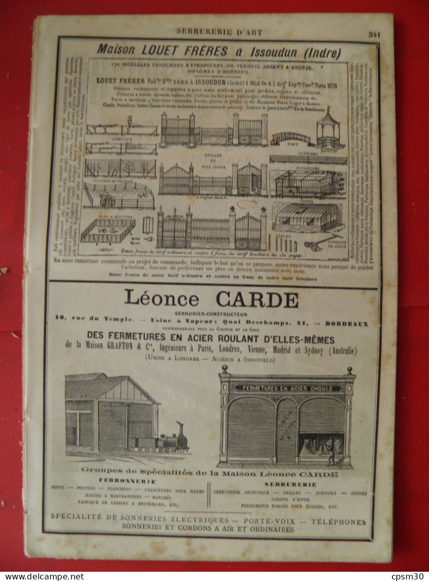 PUB 1884 - Raffinerie Souffre Boude 13 Marseille, Serrures Louet 36 Issoudun, Carde&Grafton Rue Du Temple 33 Bordeaux - Publicités