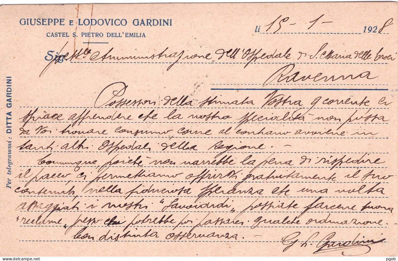 Cartolina Commerciale Castel S. Pietro Giuseppe Ludovico Gardini Savoiardi - Other & Unclassified