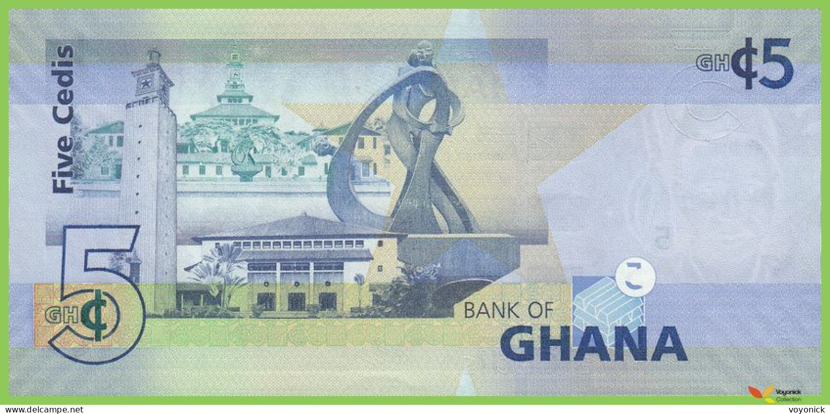 Voyo GHANA 5 Cedis 2014 P38e B146e QB UNC - Ghana