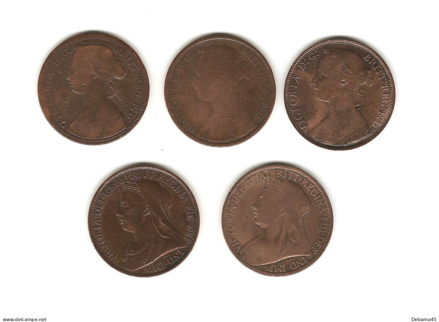 602/ Grande-Bretagne : Victoria : 5 X 1 Penny : 1860 - 1885 - 1889 - 1898 - 1899 - Other & Unclassified