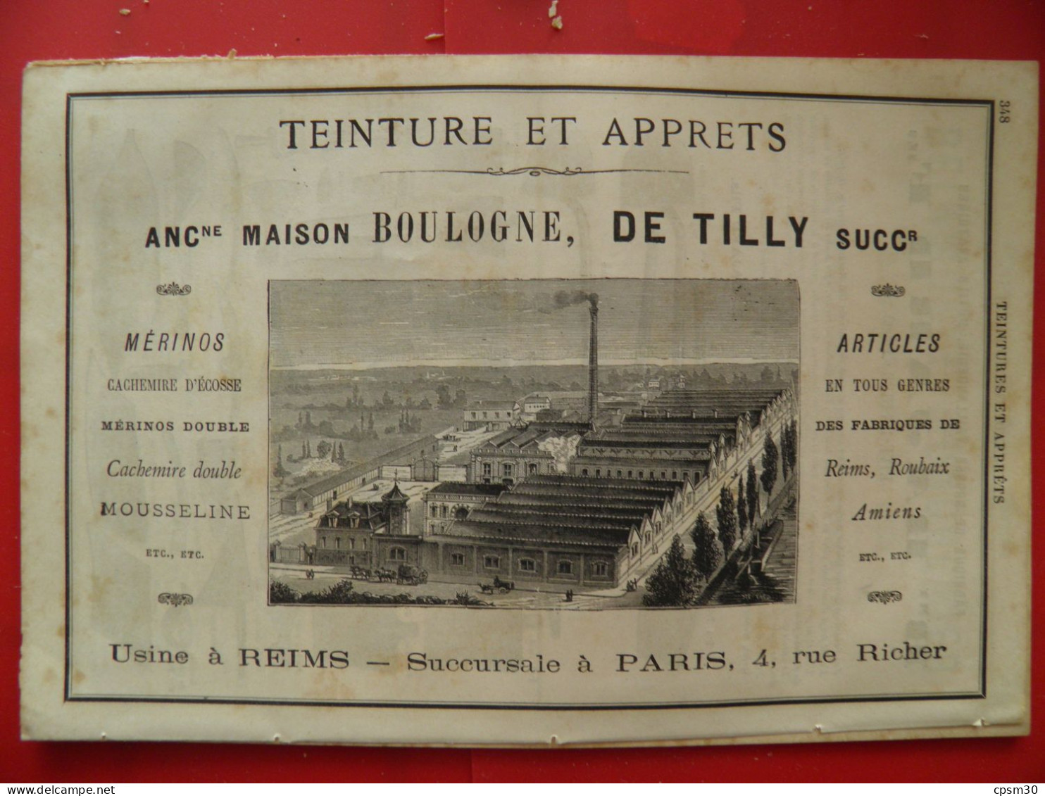 PUB 1884 - Grosse Taillanderie B Bajard 42 Rive-de-Gier, Teinture & Apprets Boulogne & De Tilly 51 Reims - Publicités