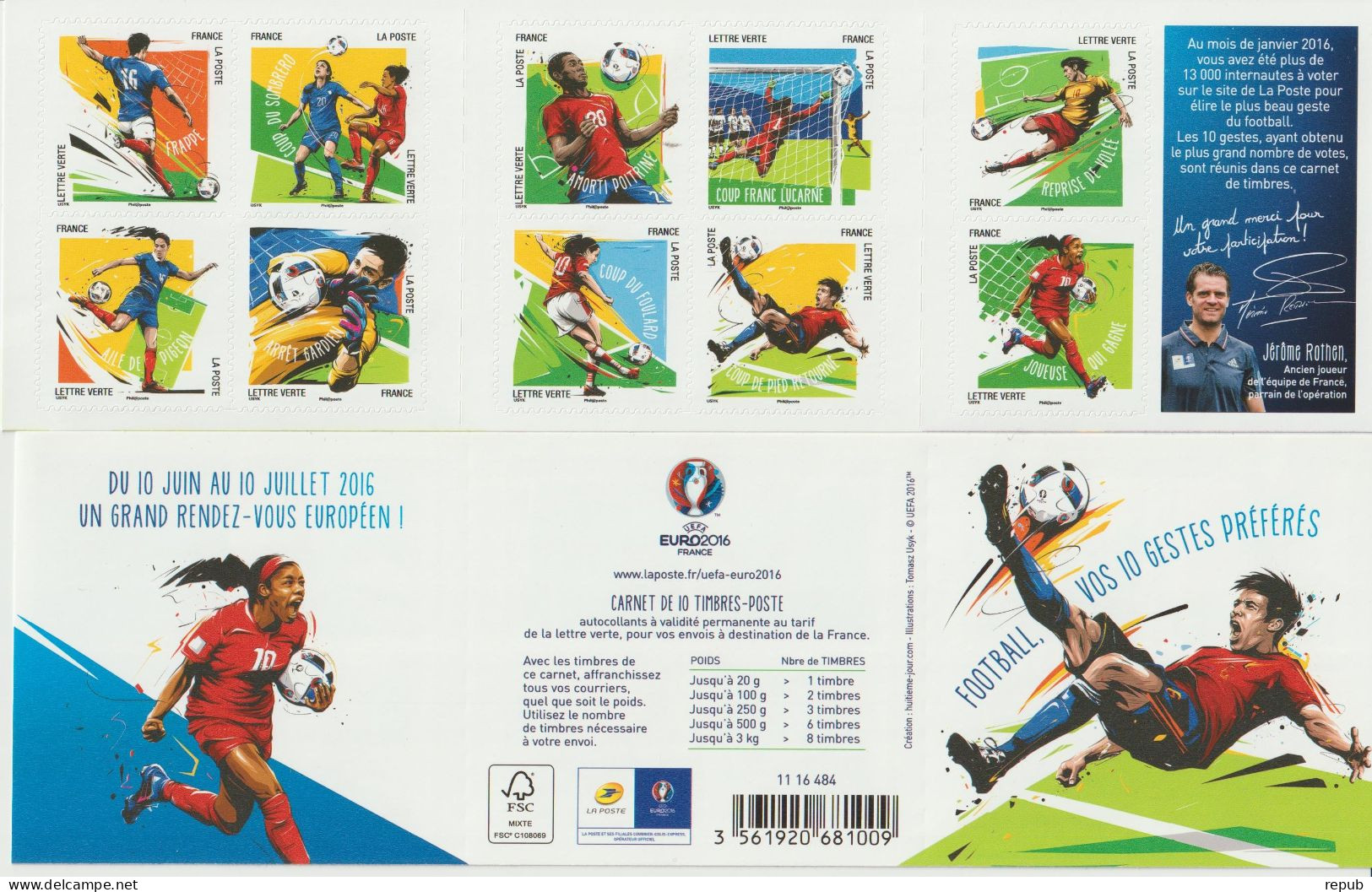 France 2016 Carnet France Football BC 1278 Neuf ** Non Plié à La Faciale - Gedenkmarken