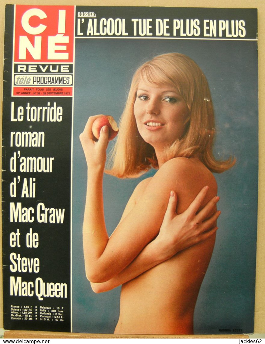 30/ CINE REVUE N°39/1972, Twiggy, Girardot, Mitchum, O'Toole, Loren, Mc Queen, Newman, Voir Description - Cinéma