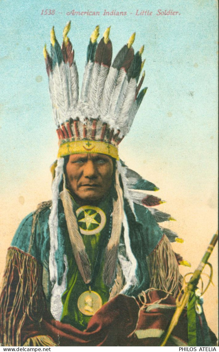 CPA CP Etats Unis D'Amérique American Indians Little Soldier YT 175 CAD Portland Oregon 1914 Flamme Expo San Francisco - America