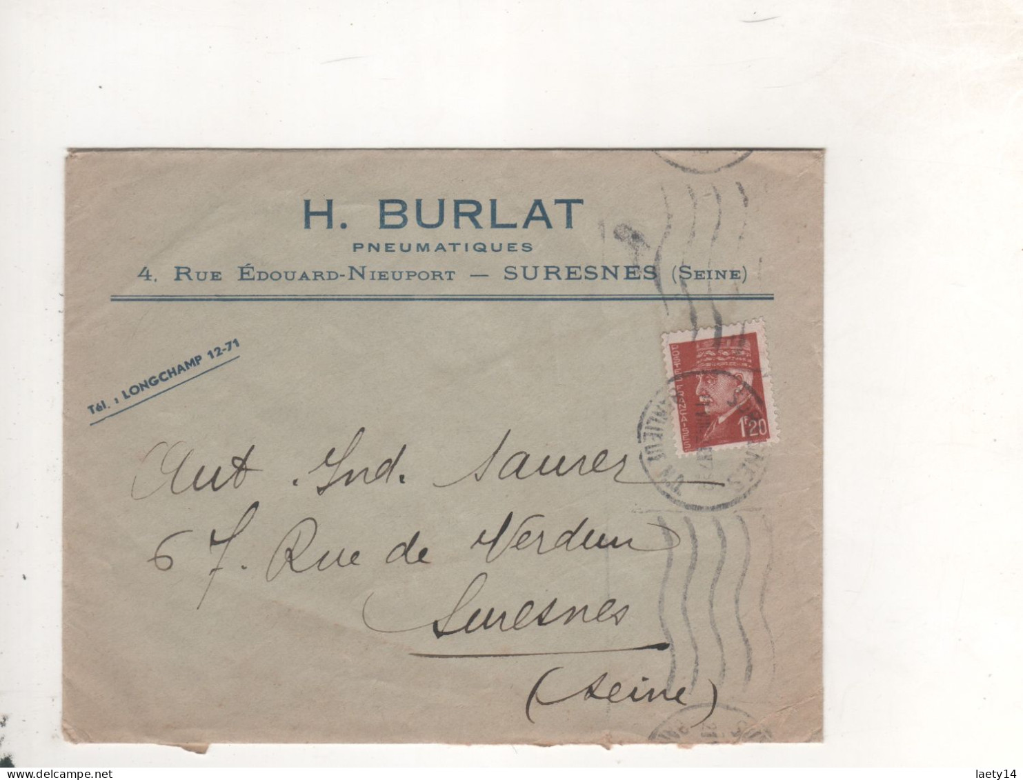 Lettre France Pub PNEUMATIQUES Suresnes - Covers & Documents