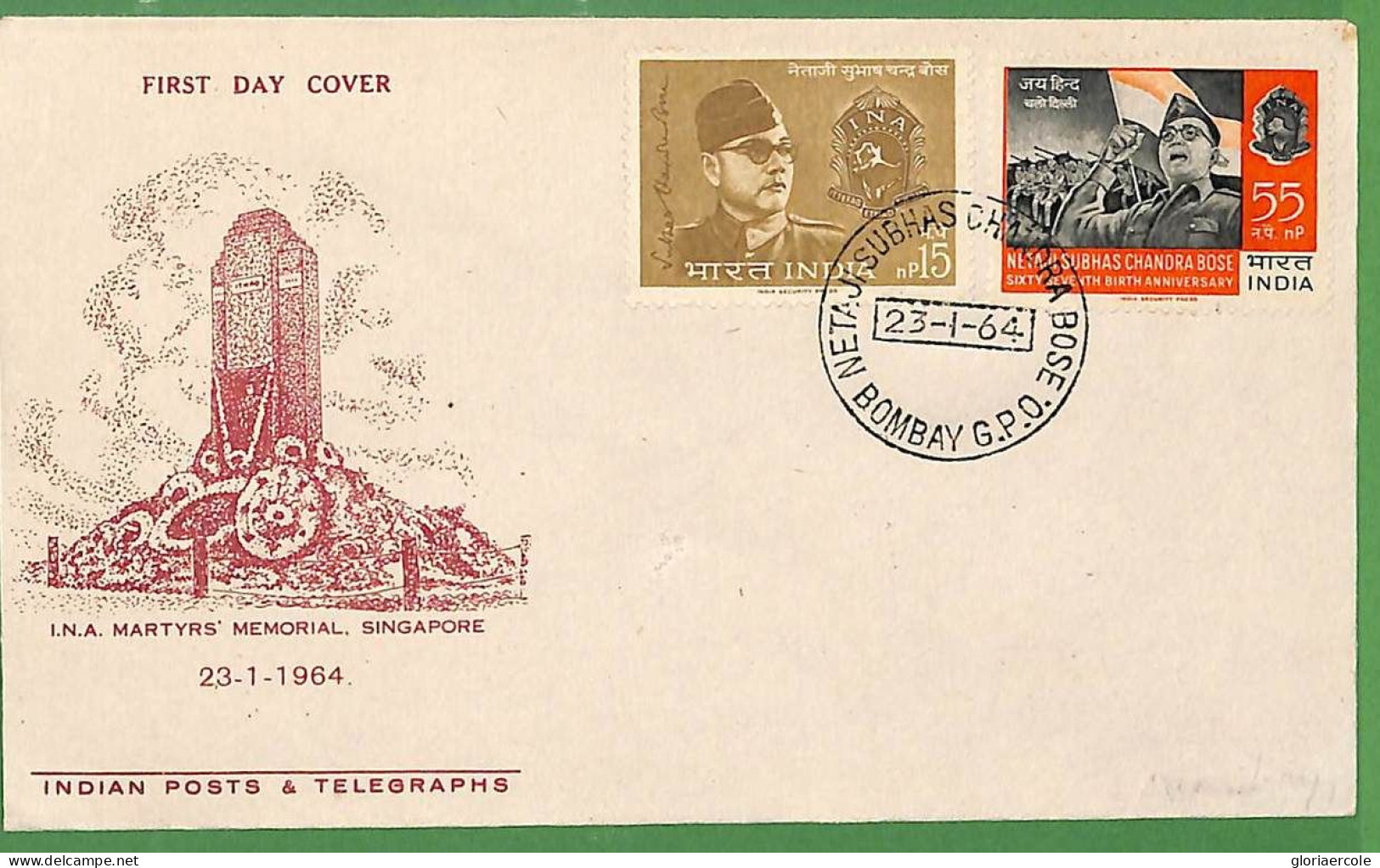 ZA1469 - INDIA - OFFICIAL STAMP FOLDER Subhas Chandra Bose 1964 With FDC Cover - Ongebruikt