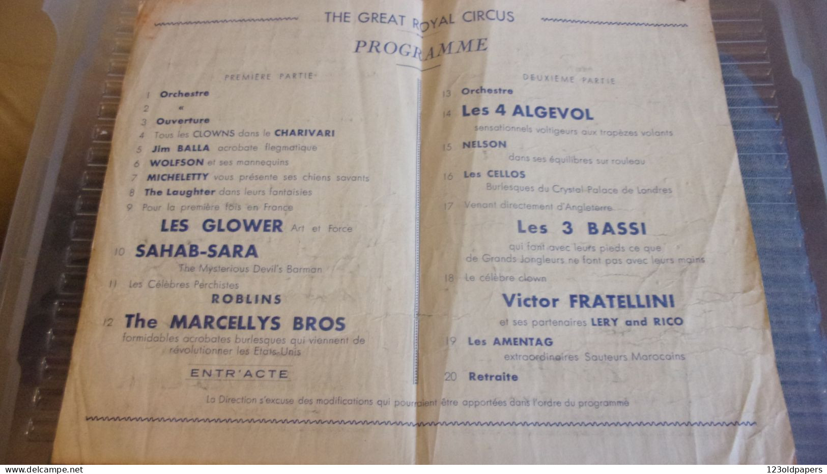 PROGRAMME CIRQUE  THE GREAT ROYAL CIRCUS  FRATELLINI VICTOR - Programs