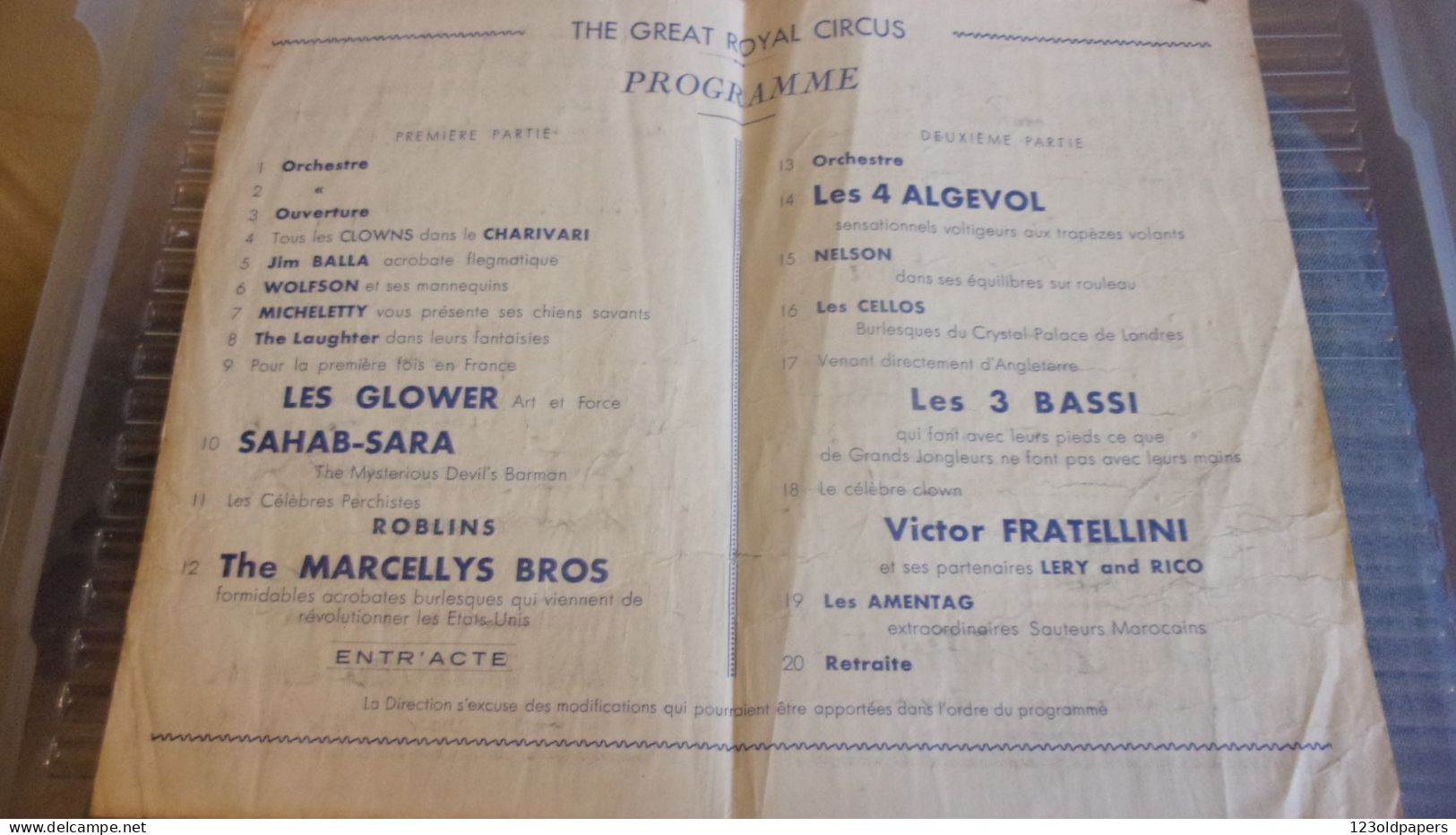 PROGRAMME CIRQUE  THE GREAT ROYAL CIRCUS  FRATELLINI VICTOR - Programas