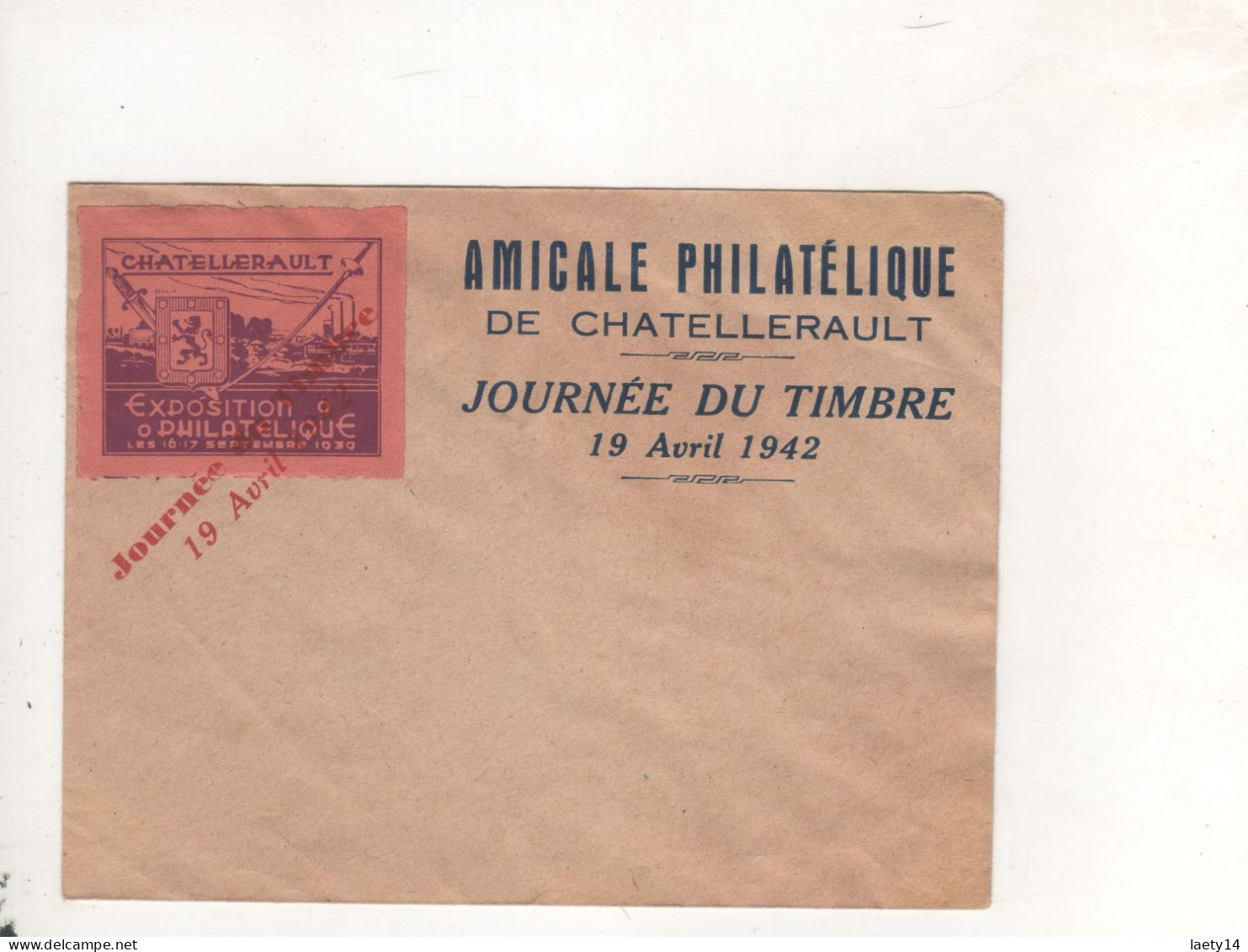 Lettre France Pub Amicale Philatelique De Chatellerault Journee Du Timbre 1942 Vignette - Briefe U. Dokumente