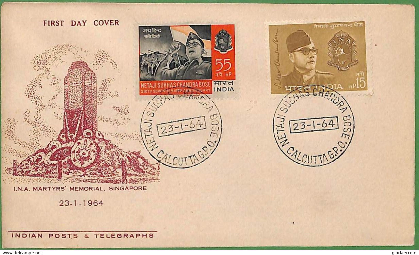 ZA1468 - INDIA - OFFICIAL STAMP FOLDER Subhas Chandra Bose 1964 With FDC Cover - Unused Stamps