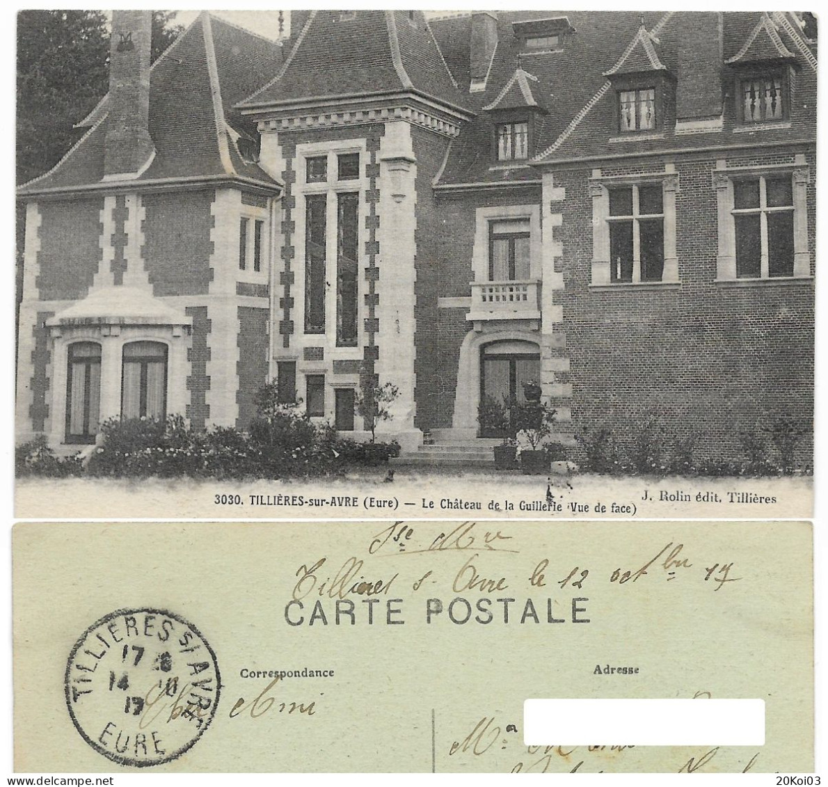 27 -TILLIÈRES Sur AVRE (EURE), Le Château De La Guillerie (Vue De Face), En 1917_TTB-CPA - Tillières-sur-Avre