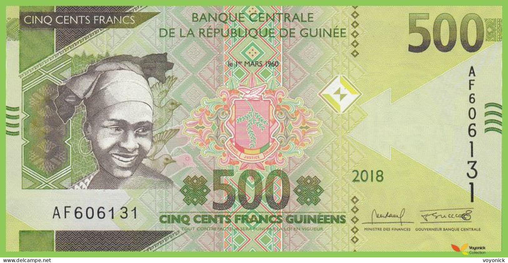 Voyo GUINEA 500 Francs 2018 P52 B341.5 AF UNC - Guinée