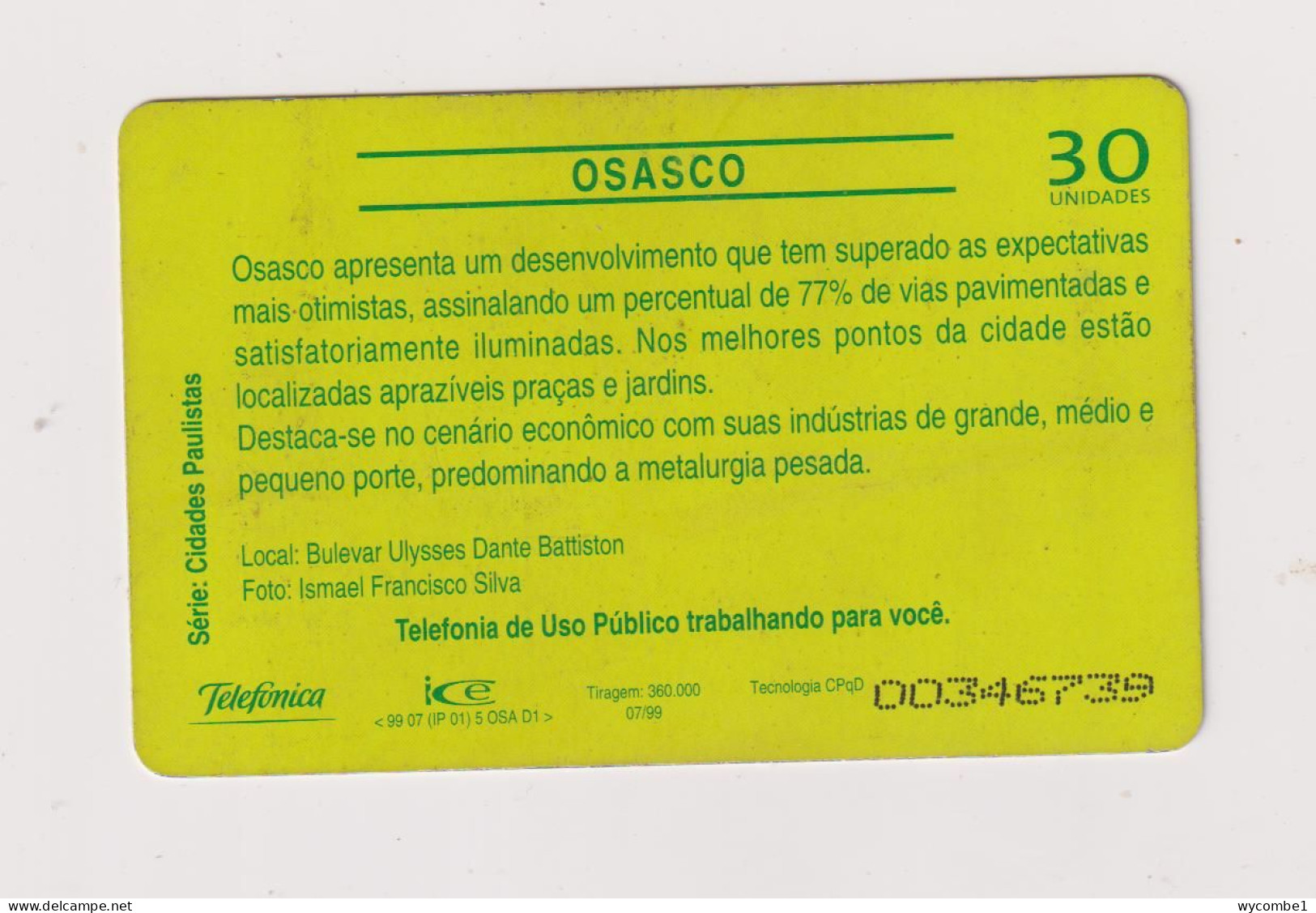 BRASIL -  Osasco Inductive  Phonecard - Brasile