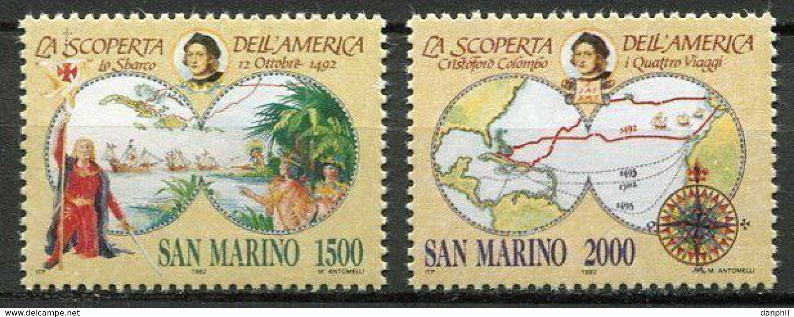 San Marino 1992 500 Jahre Entdeckung Amerikas - III (**)  Mi 1493-04; Y&T 1284-85 - € 7,50 - Cristoforo Colombo