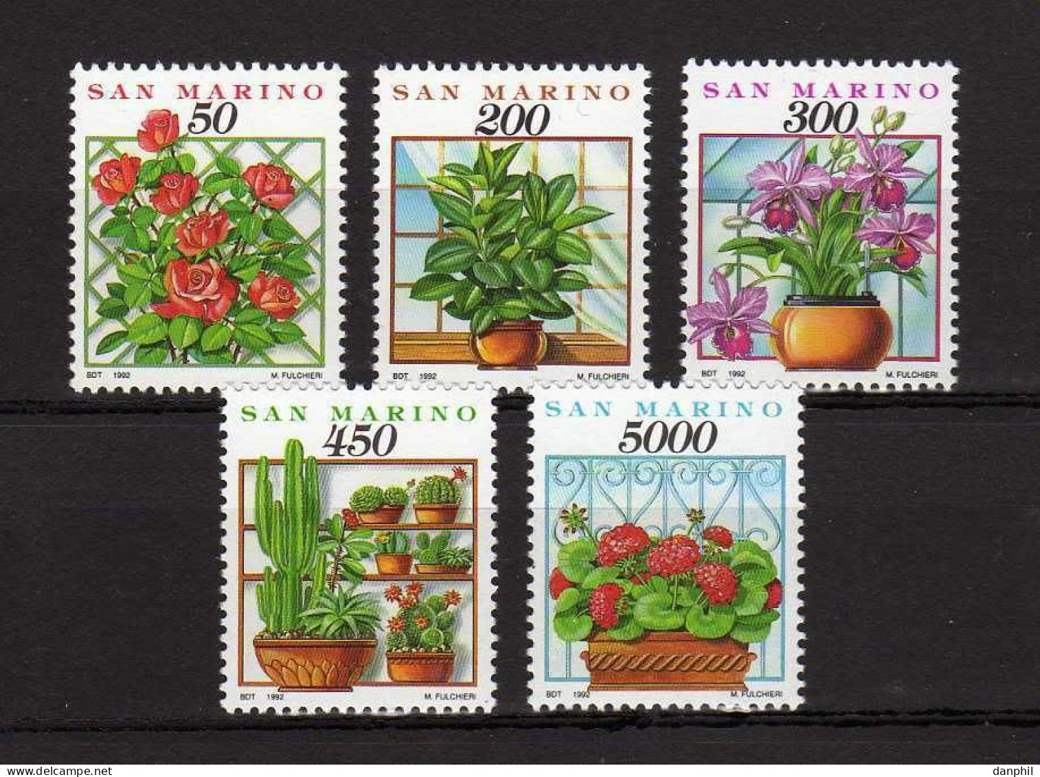 SAN MARINO 1992 FIORI - SERIE 5 VALORI - NUOVA MNH** ( YVERT 1296\1300- MICHEL 1503\7 - SS 1338\42) - Unused Stamps