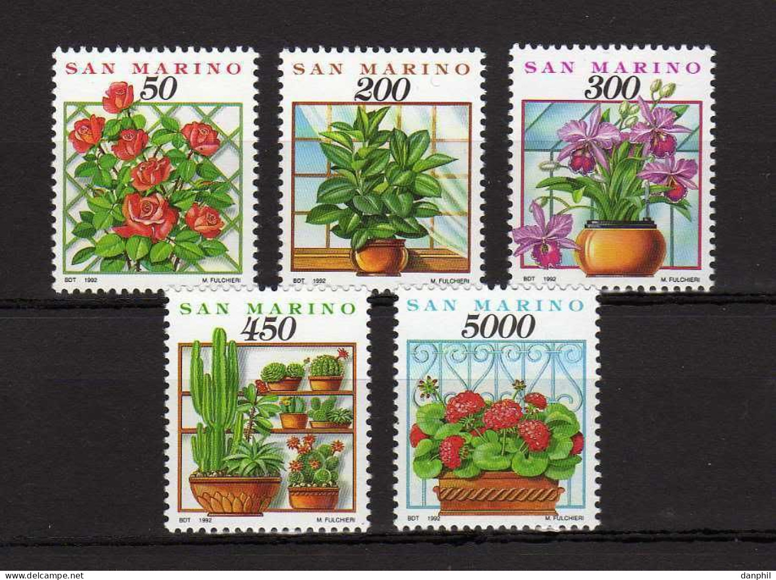 SAN MARINO 1992 FIORI - SERIE 5 VALORI - NUOVA MNH** ( YVERT 1296\1300- MICHEL 1503\7 - SS 1338\42) - Neufs