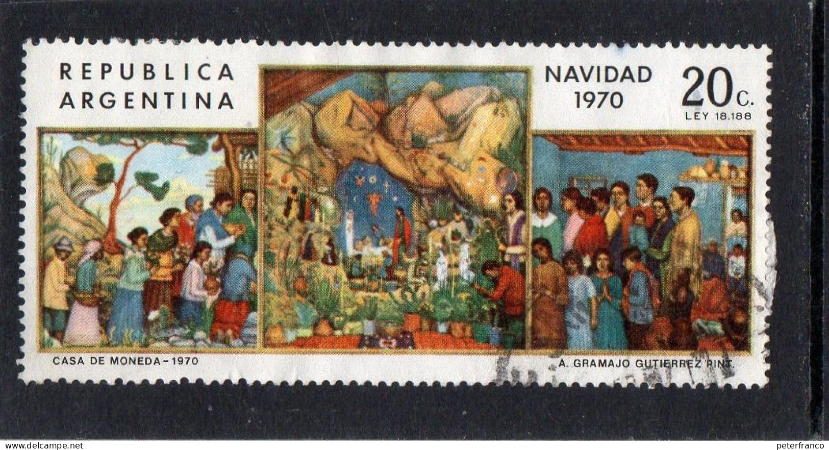 1970 Argentina - Natale - Dipinto Di Gramajo Gutierrez - Gebraucht