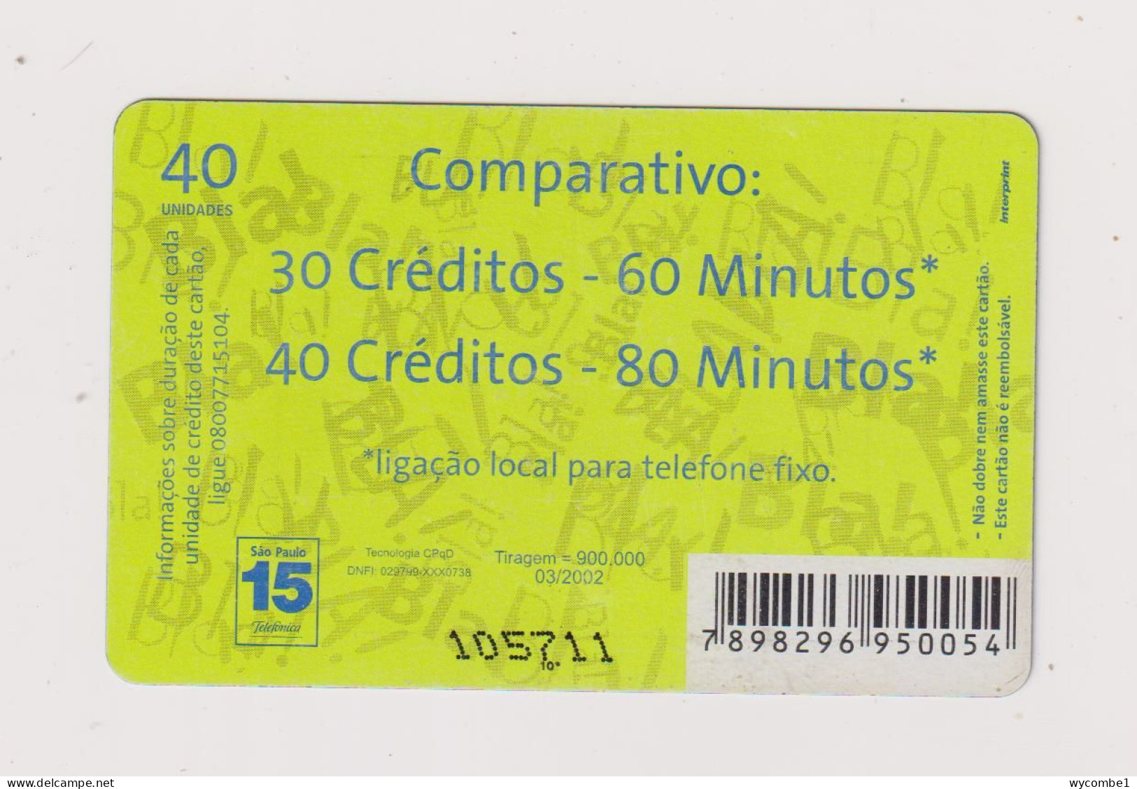 BRASIL -  Fale+ Inductive  Phonecard - Brazil