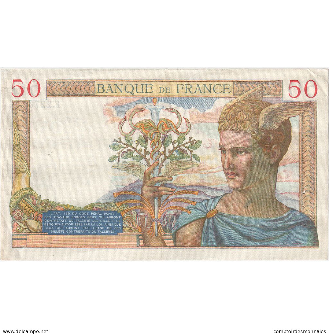 France, 50 Francs, Cérès, 1935, F.2276, TTB+, Fayette:17.13, KM:81 - 50 F 1934-1940 ''Cérès''