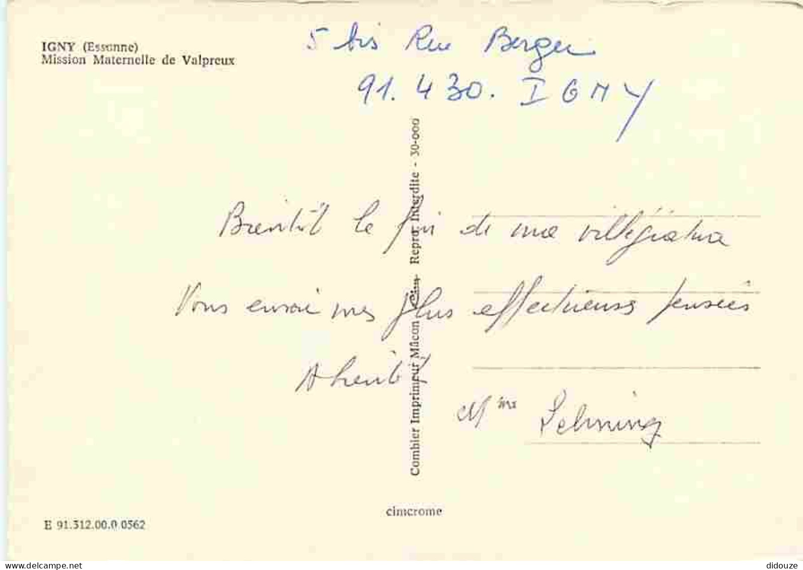 91 - Igny - Mission Maternelle De Valpreux - Fleurs - CPM - Voir Scans Recto-Verso - Igny