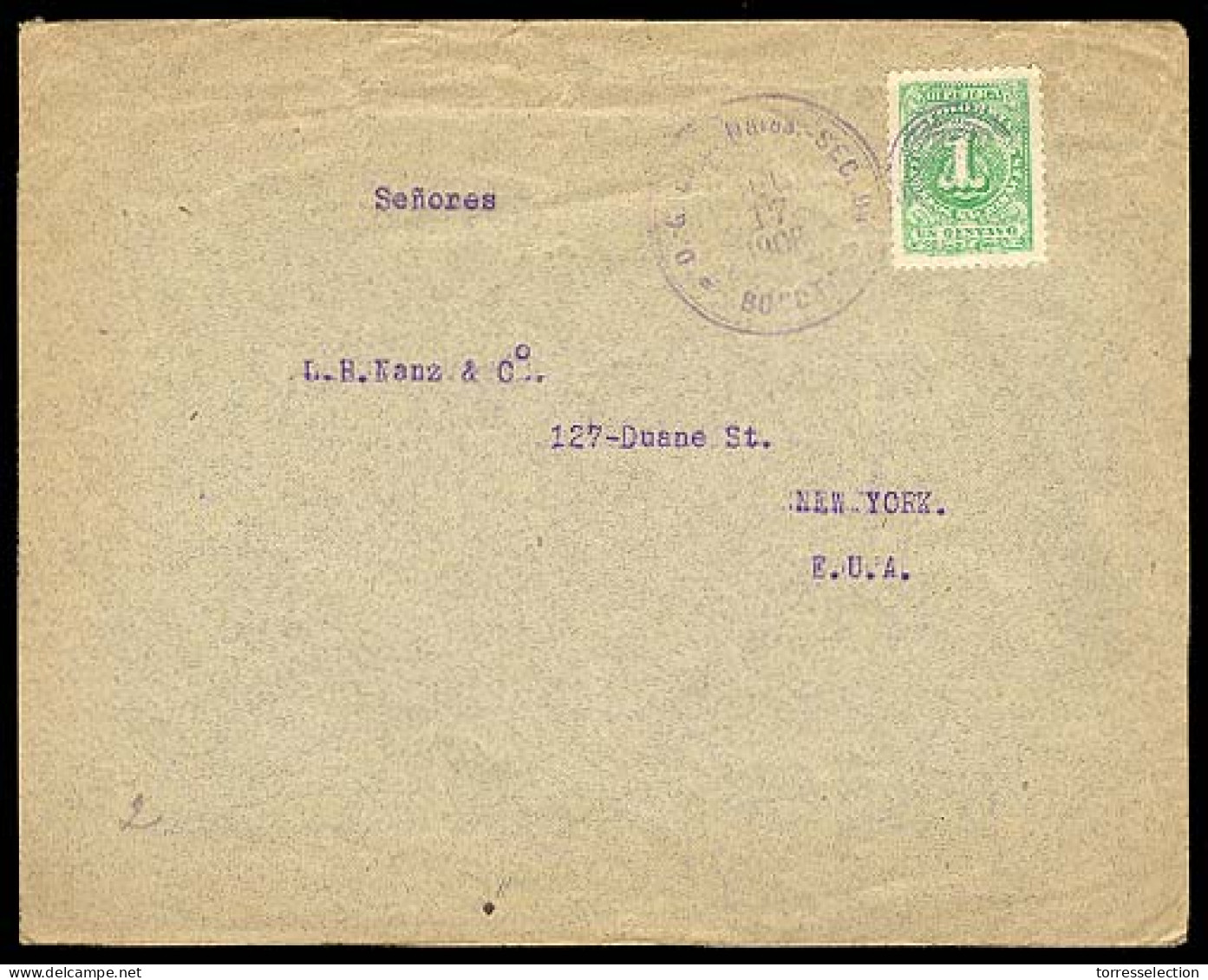 COLOMBIA. 1908 (July 18). Sc. 315. Bogota To USA. Printed Matter Rate. Franked Envelope. - Colombia