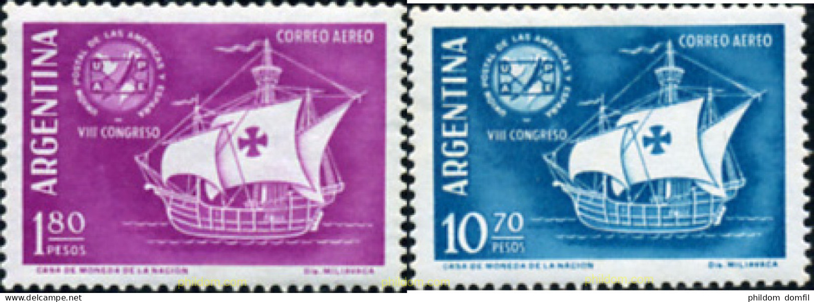 726589 MNH ARGENTINA 1960 8 CONGRESO DE LA UNION POSTAL DE AMERICA Y ESPAÑA - Ungebraucht