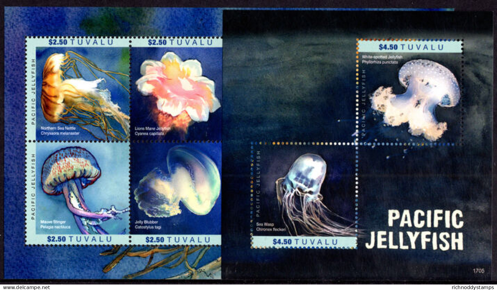 Tuvalu 2017 Pacific Jellyfish Sheetlet And Souvenir Sheet Unmounted Mint. - Tuvalu (fr. Elliceinseln)